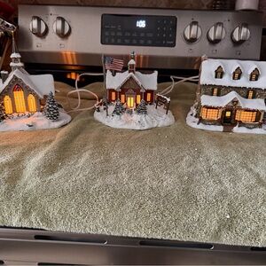 Charming Holiday Village Set with LED Lights